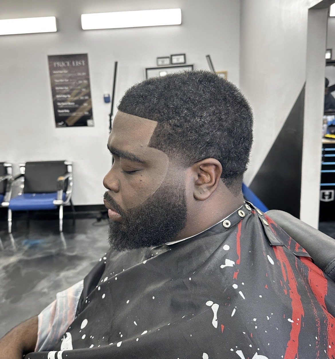 Full beard shape up with taper
