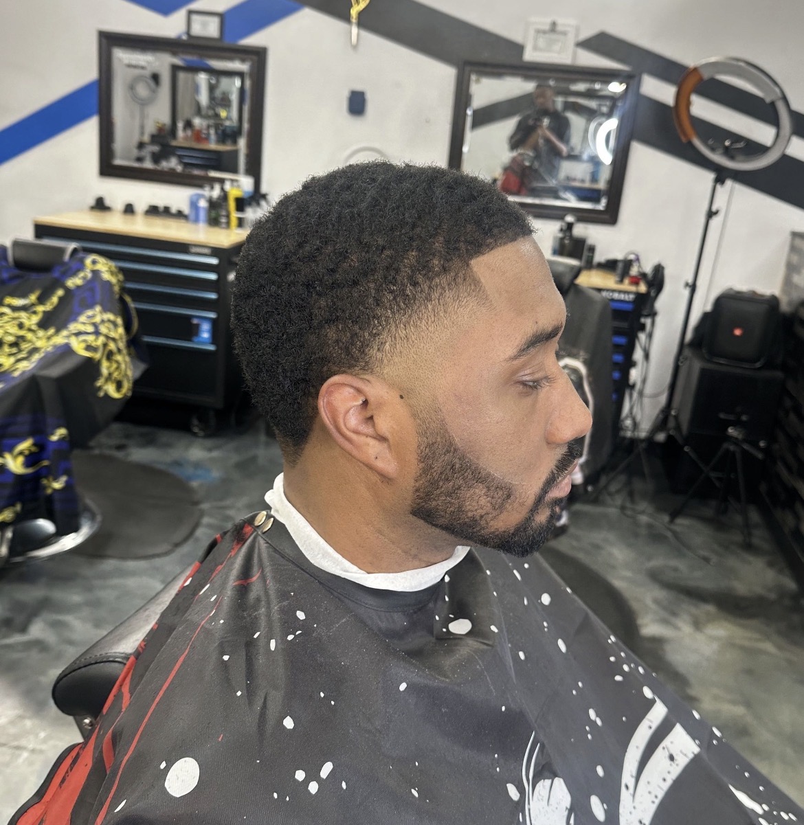 Low fade with beard shape up